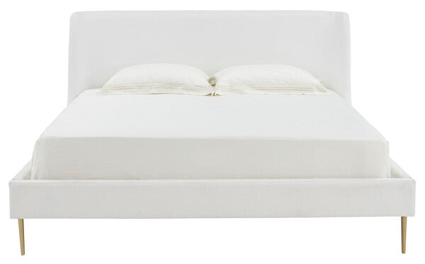 Jaiden Upholstered Bed | Safavieh Couture - SFV4754 - WHITE / GOLD