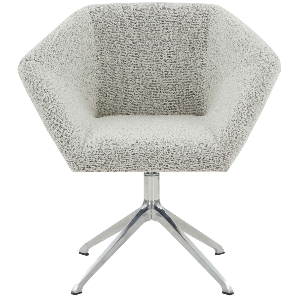 Felix Boucle Swivel Desk Chair - White / Black / Silver