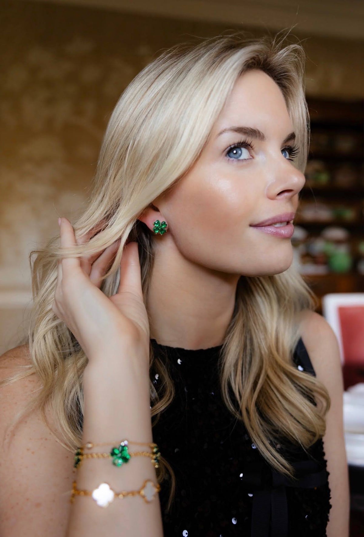 Catherine - Clover Stone Stud Earring - 18k Gold Plated-Darby Clark Collection