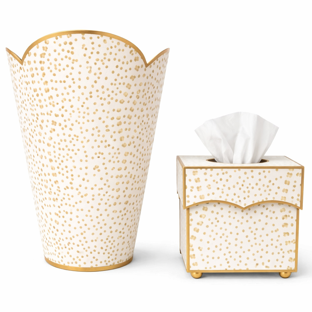 Tan Polka Dot Wastepaper Basket & Tissue Holder (3 Options) (Copy)
