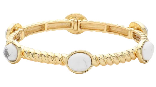 The White Stone Braided Stretch Bracelet