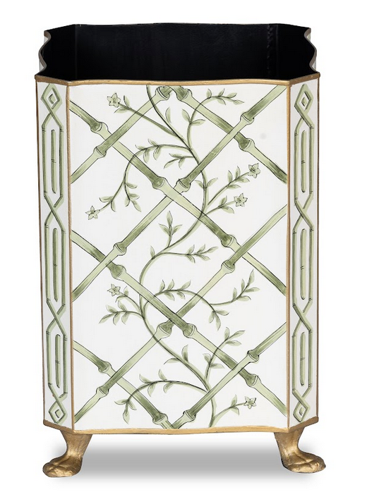 Green Bamboo & Floral Tissue Holder & WASTEPAPER BASKET