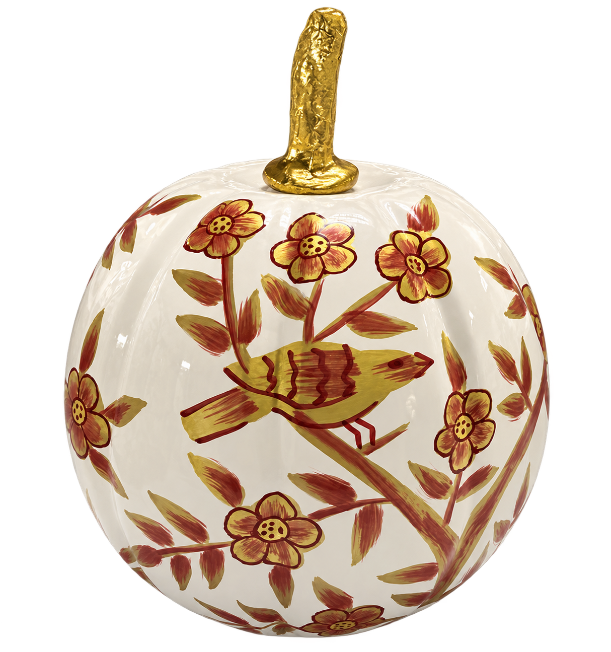 Gold Bird & Vine Pumpkin