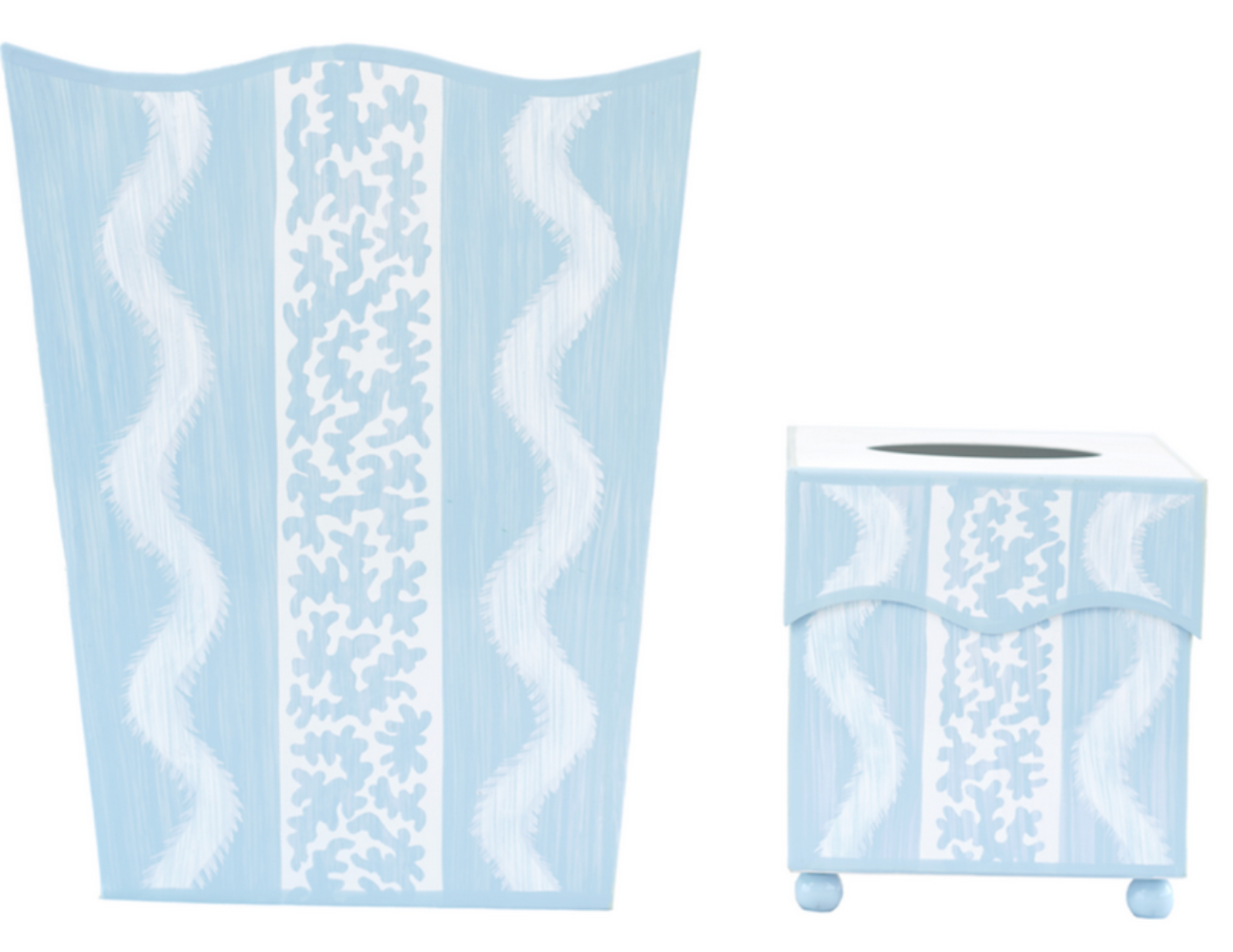 Blue Ikat Wastepaper Basket & Tissue (3 Options)