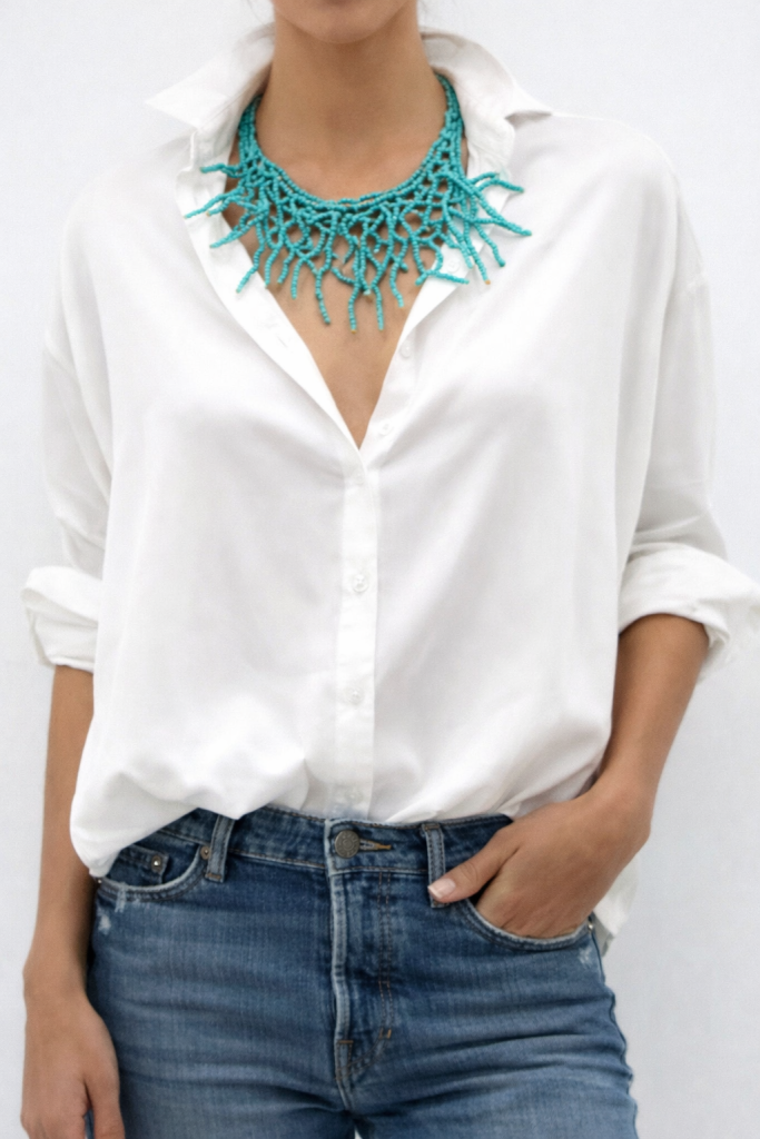 Turquoise Coral Beaded Necklace
