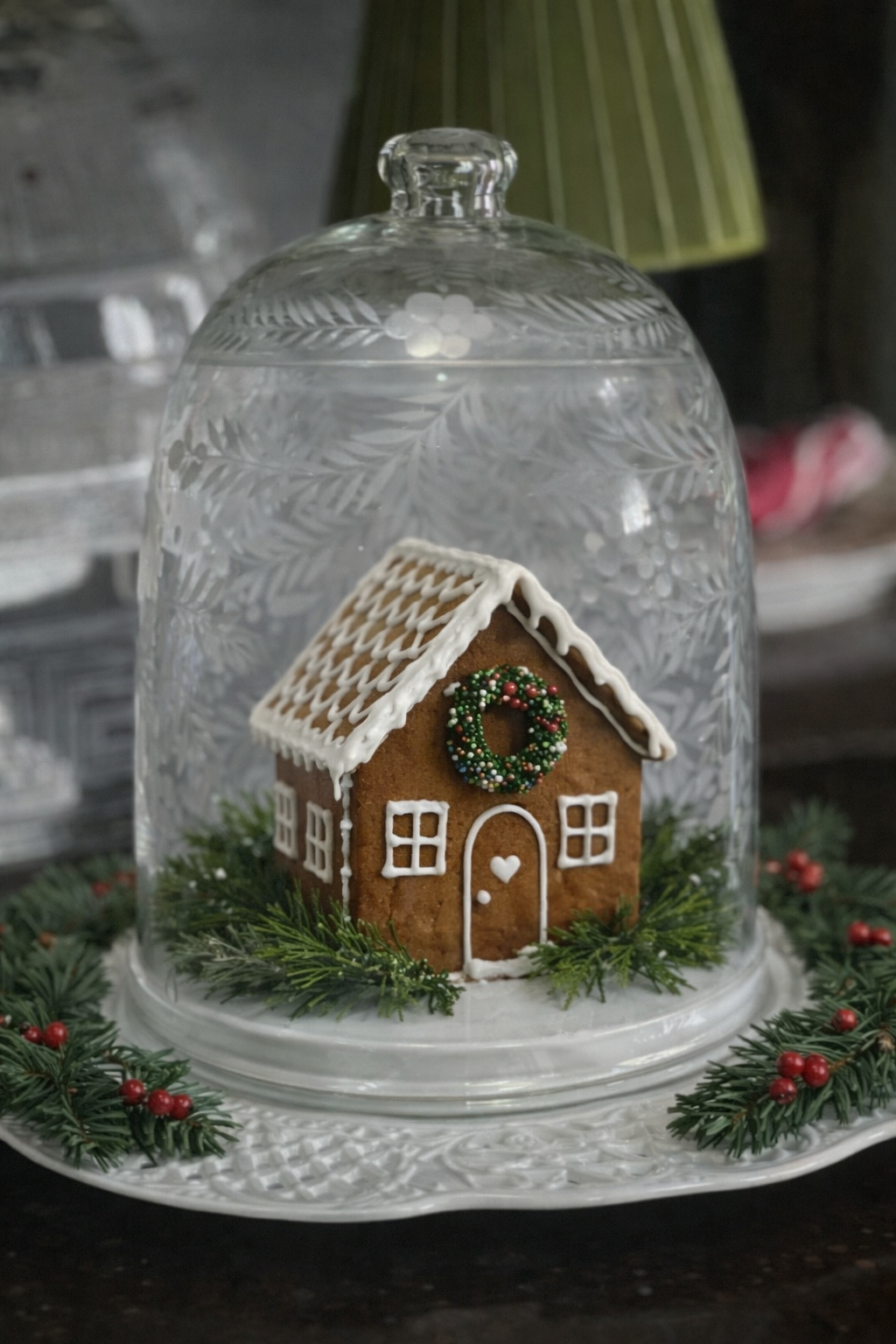 Swag and Garland Etched Glass Dome