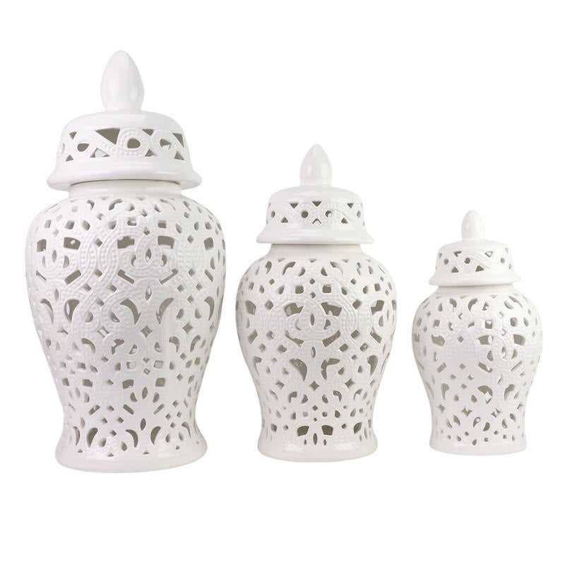 Ornate Scroll Pierced Jar (3 Sizes)