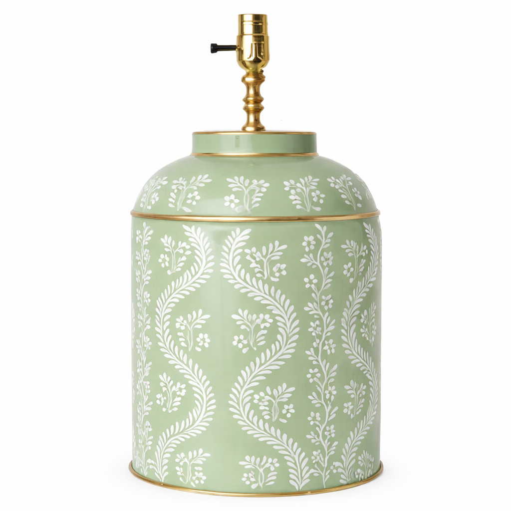 Ikat Green & White Tea Caddy Lamp