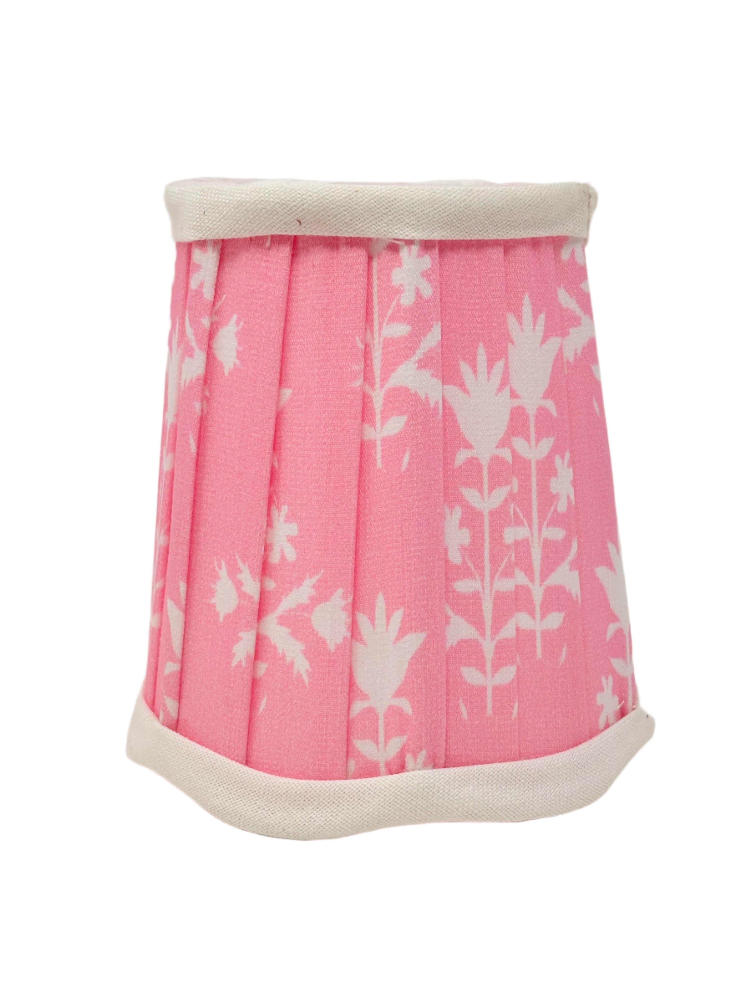 Bight Pink & White Trim Scalloped Pleated Sconce Shade