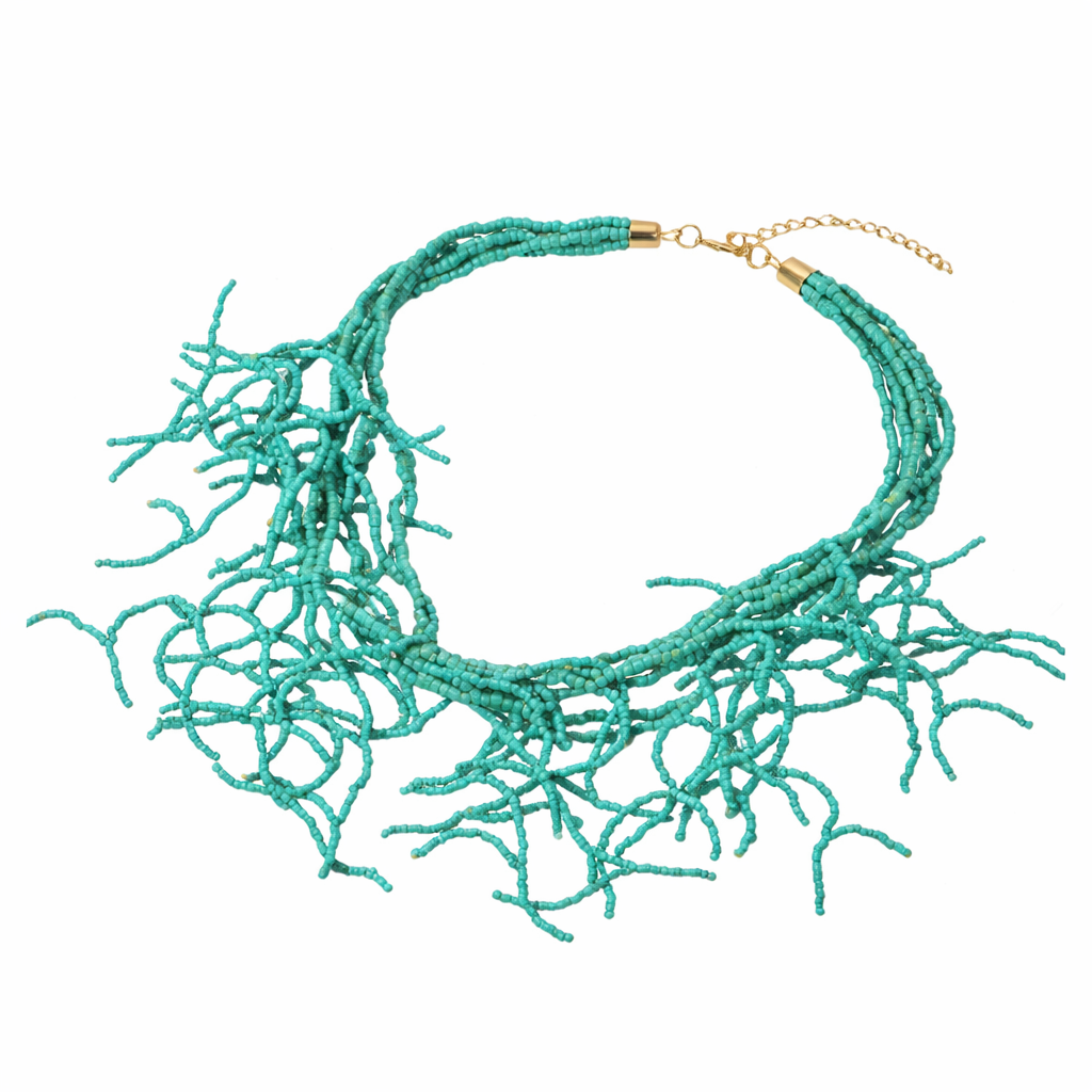 Turquoise Coral Beaded Necklace