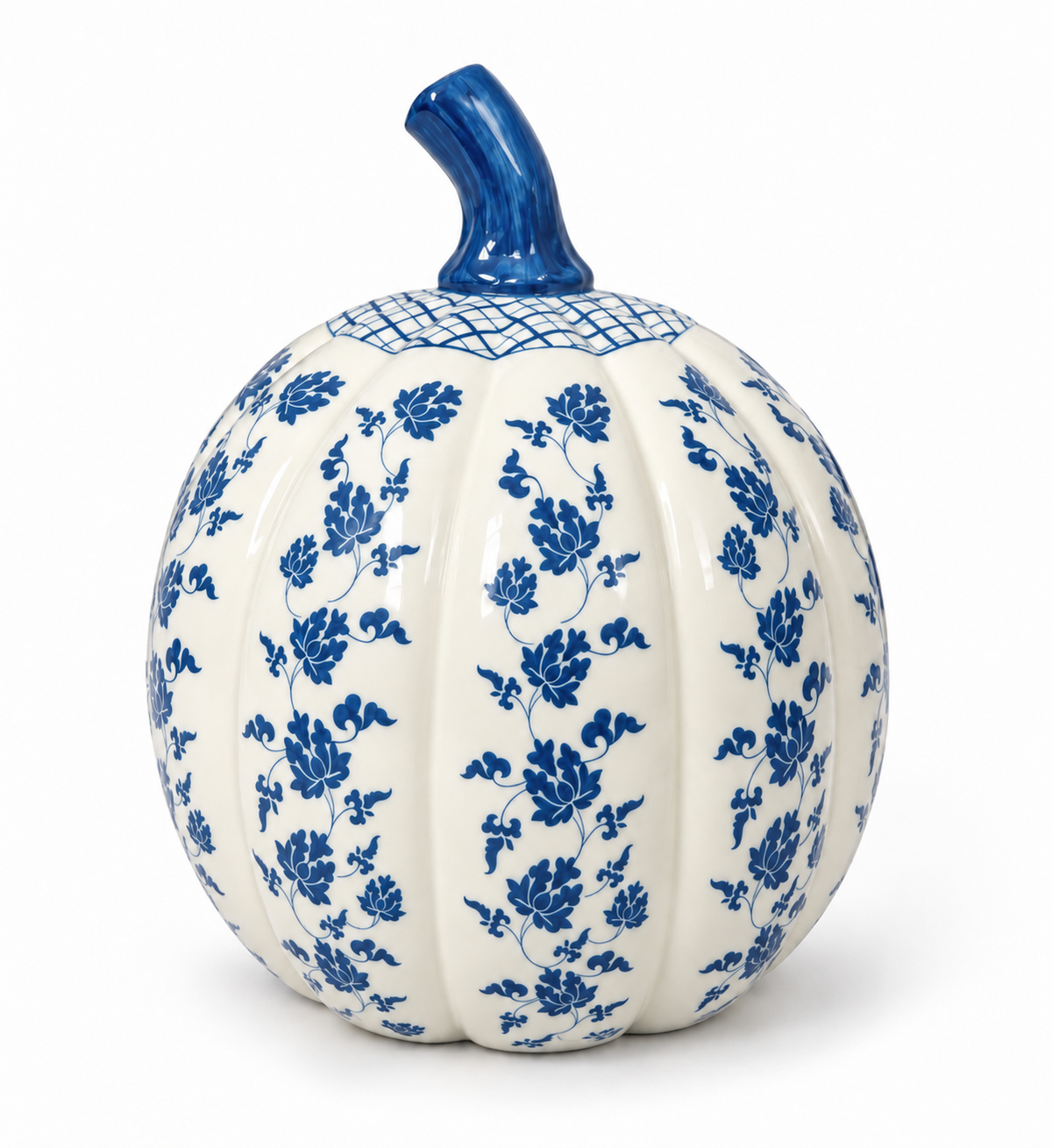 Large Blue Porcelain Pumpkin