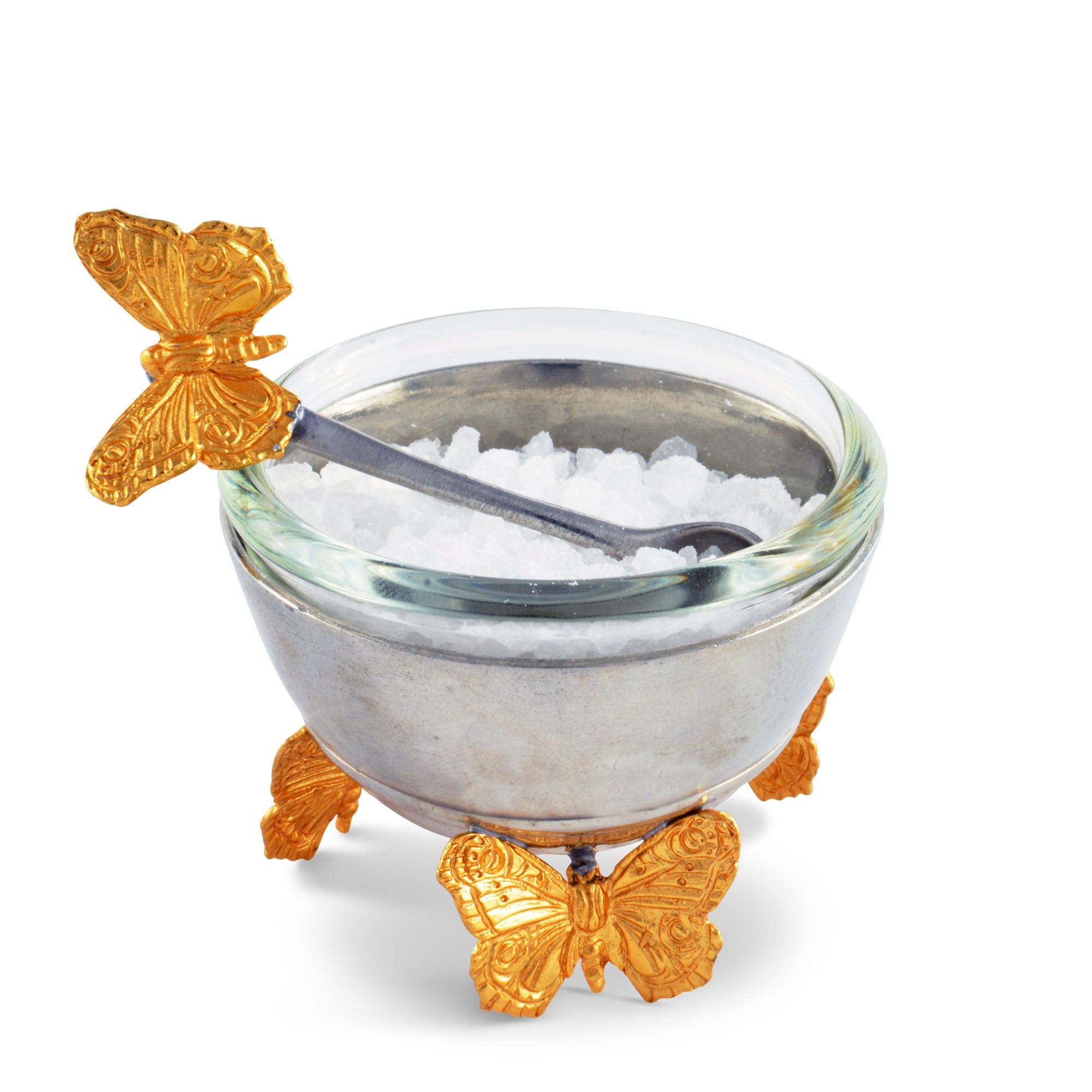 Gold Butterfly Salt Cellar with Spoon