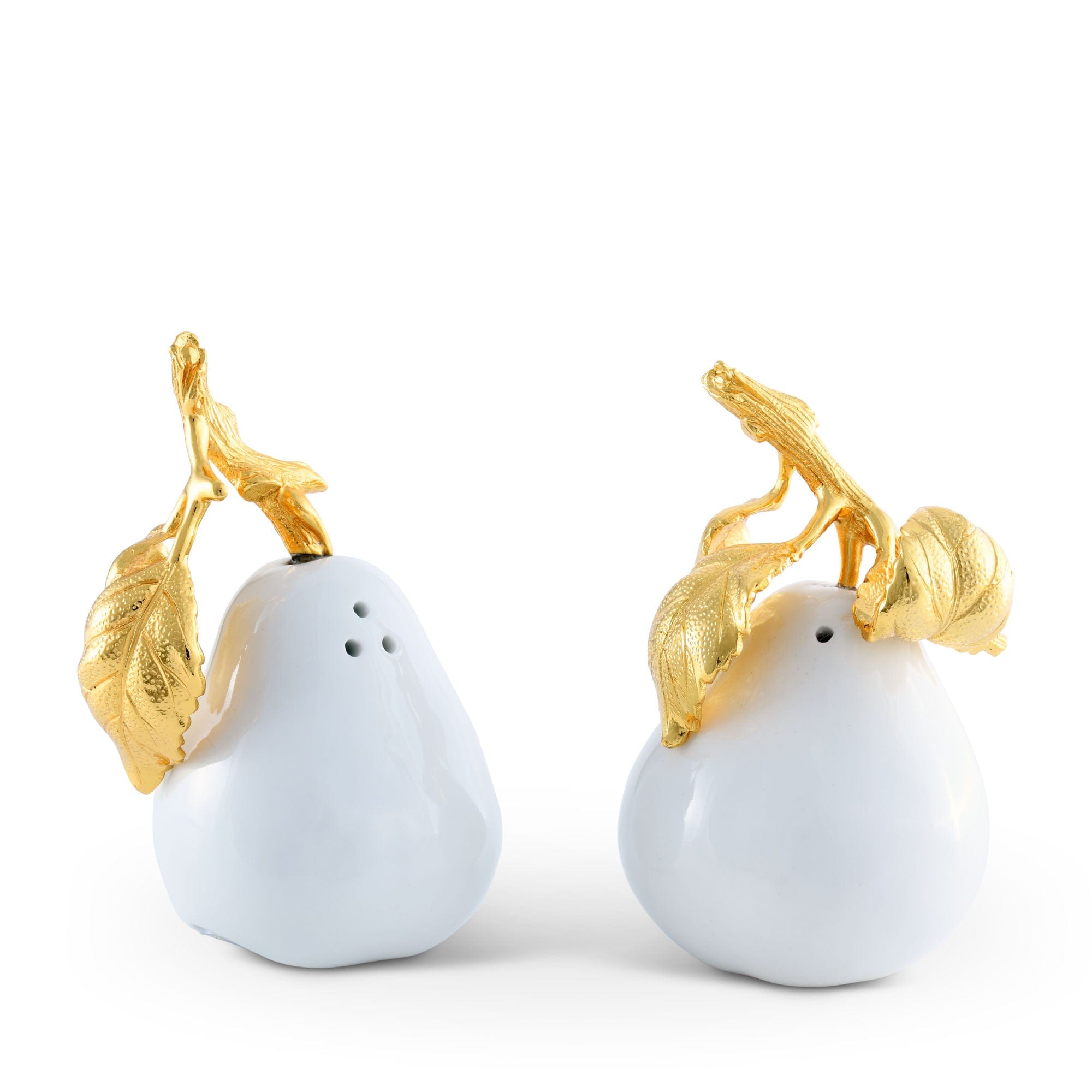 Porcelain Pear Salt and Pepper with Gold Leaf