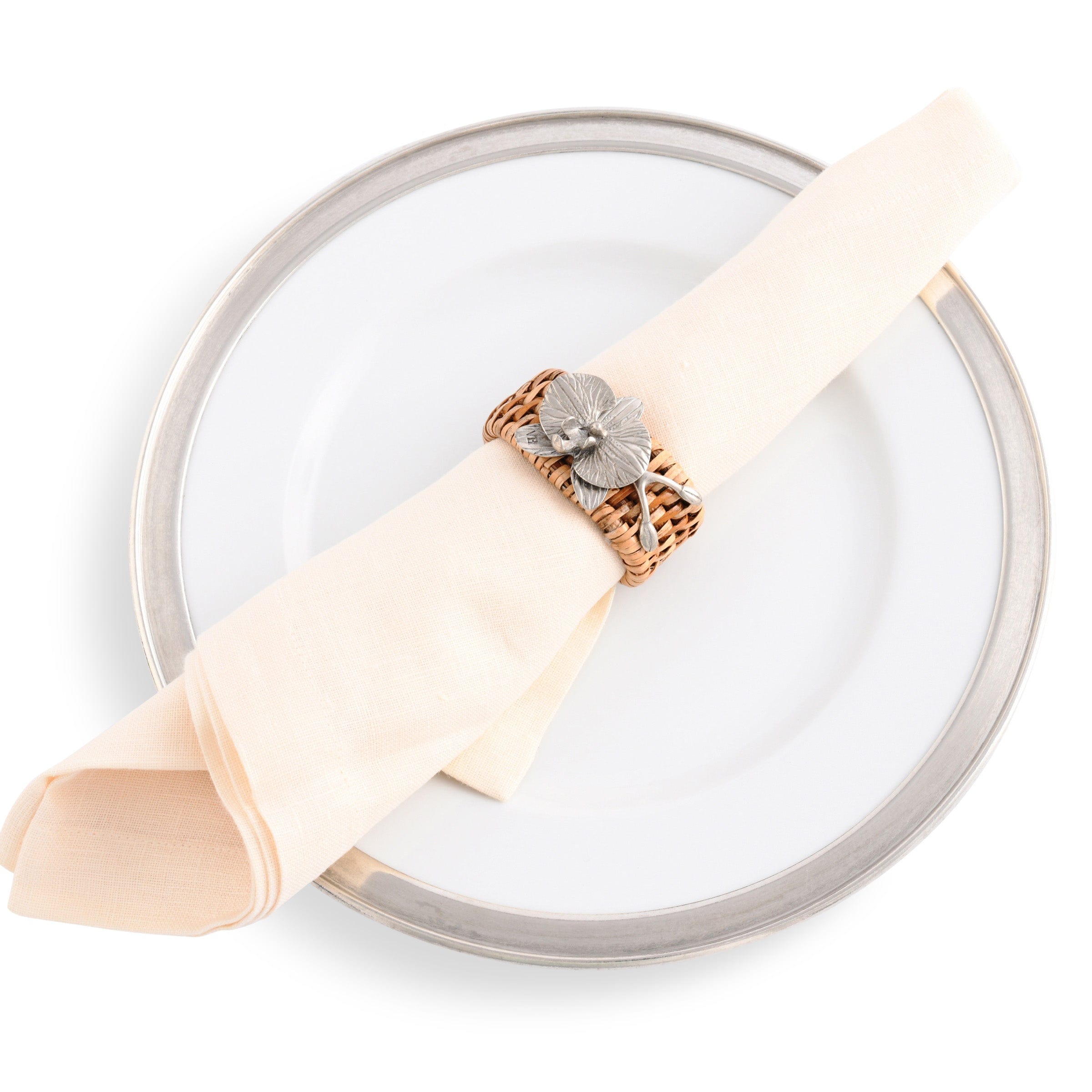 Orchid Hand Woven Wicker Rattan Napkin Ring - Set of 4