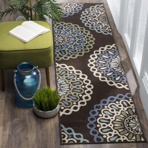 Veranda 092 Rug | Safavieh - VER092 - Chocolate / Blue