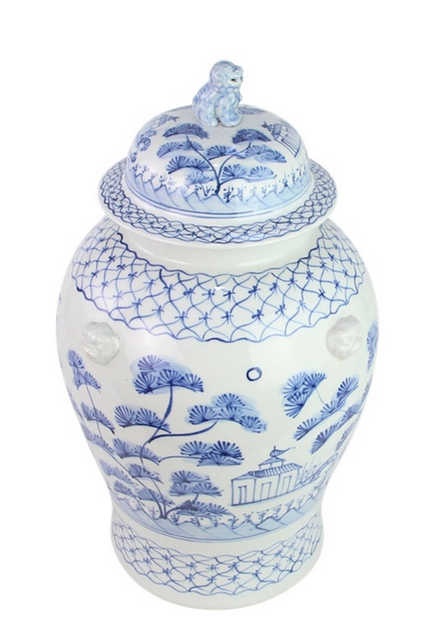 Large Village Scene Jar