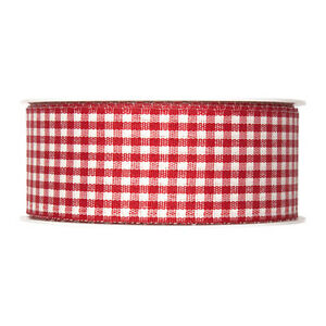 Red and White Gingham Ribbon