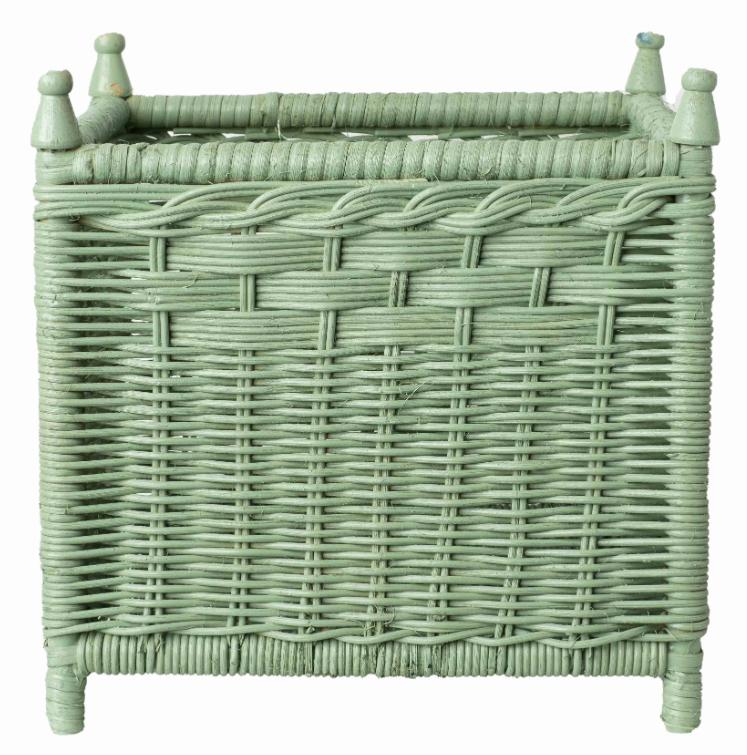 SQUARE Leaf Green WICKER BOX PLANTER