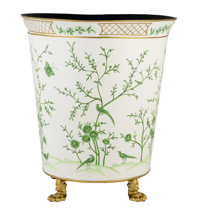 Ivory & Green Chinoiserie Footed Planter