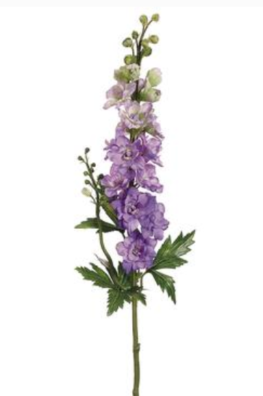 Beautiful lifelike lilac delphinium stems (box of 12)