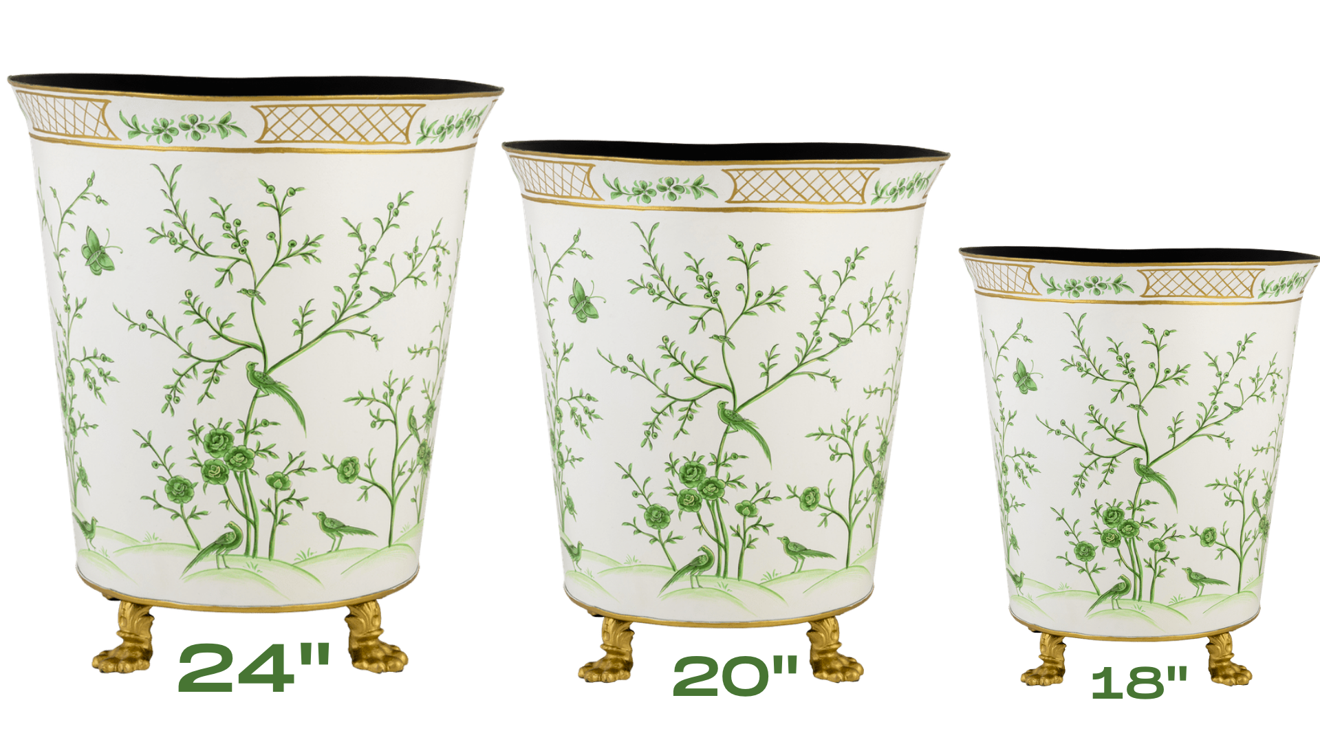 Ivory & Green Chinoiserie Footed Planter