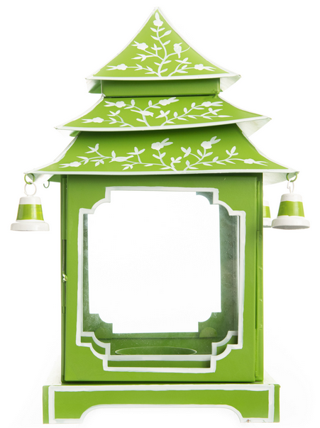 Beautiful large white/green handpainted pagoda lantern