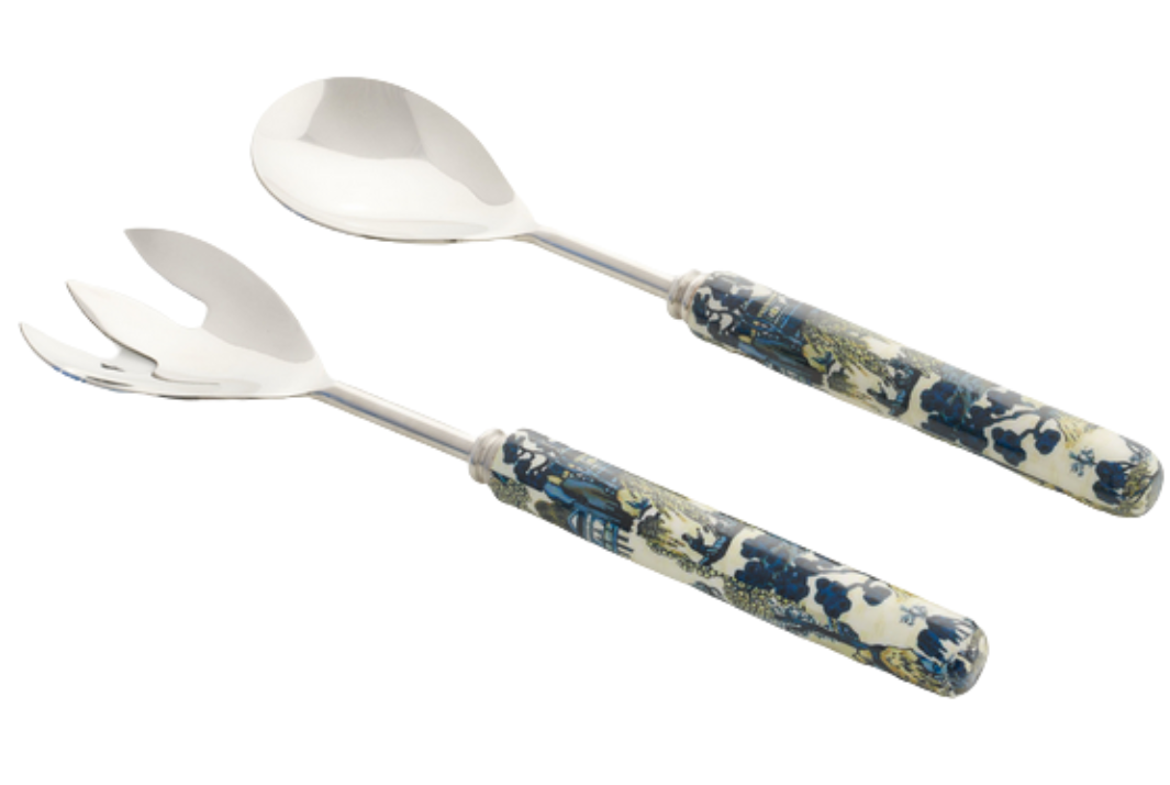 Chinoiserie Blue and Green ENAMELED SALAD SERVERS