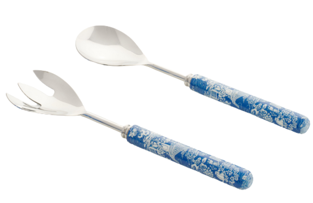 Blue Pagoda Enameled Salad Servers