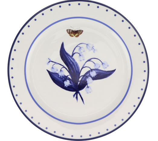 Lily of the Valley Blue and White Dinner Plate