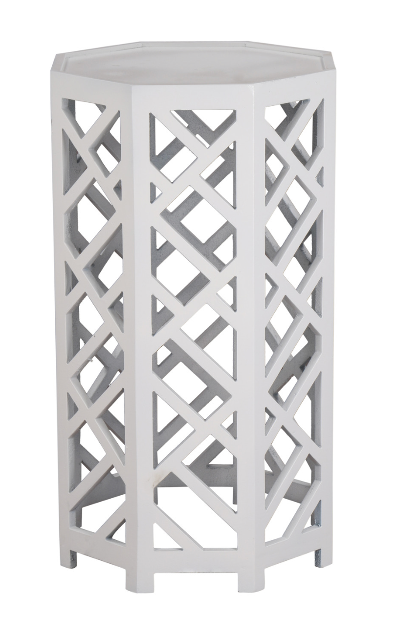 White Fretwork Wood Pedestal