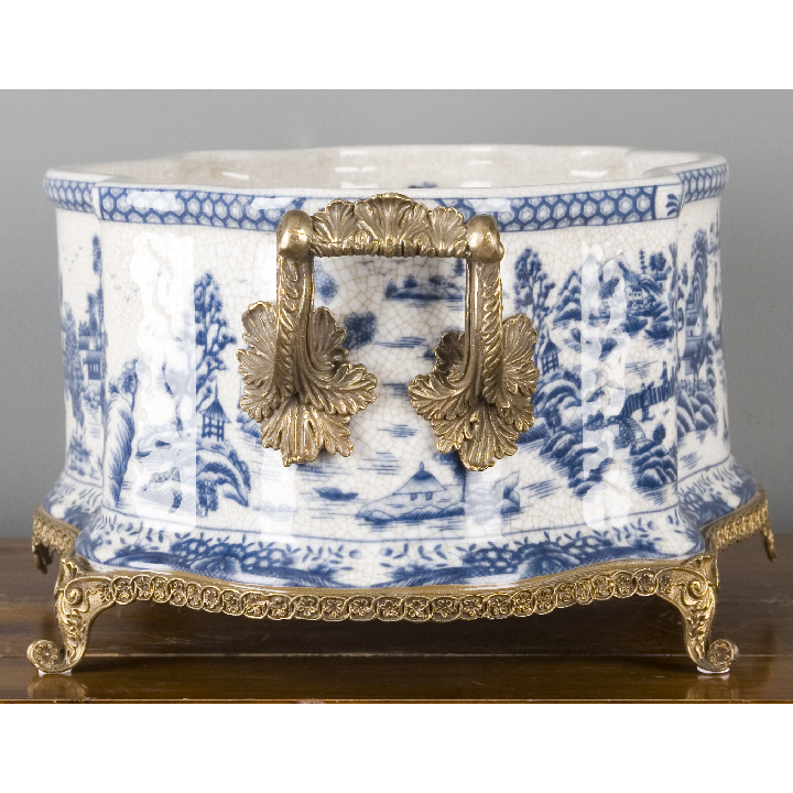 Ormolu Large Village Scene Planter