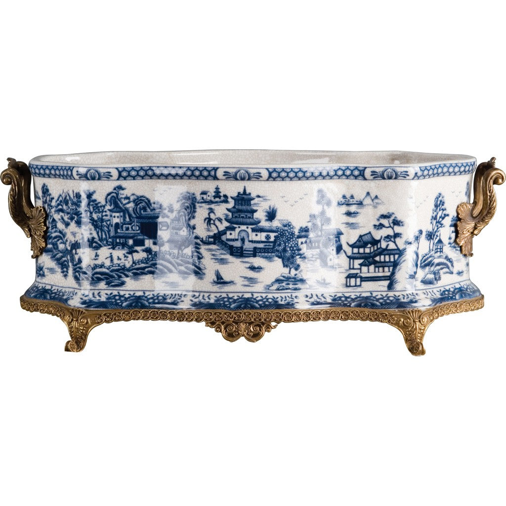 Ormolu Large Village Scene Planter