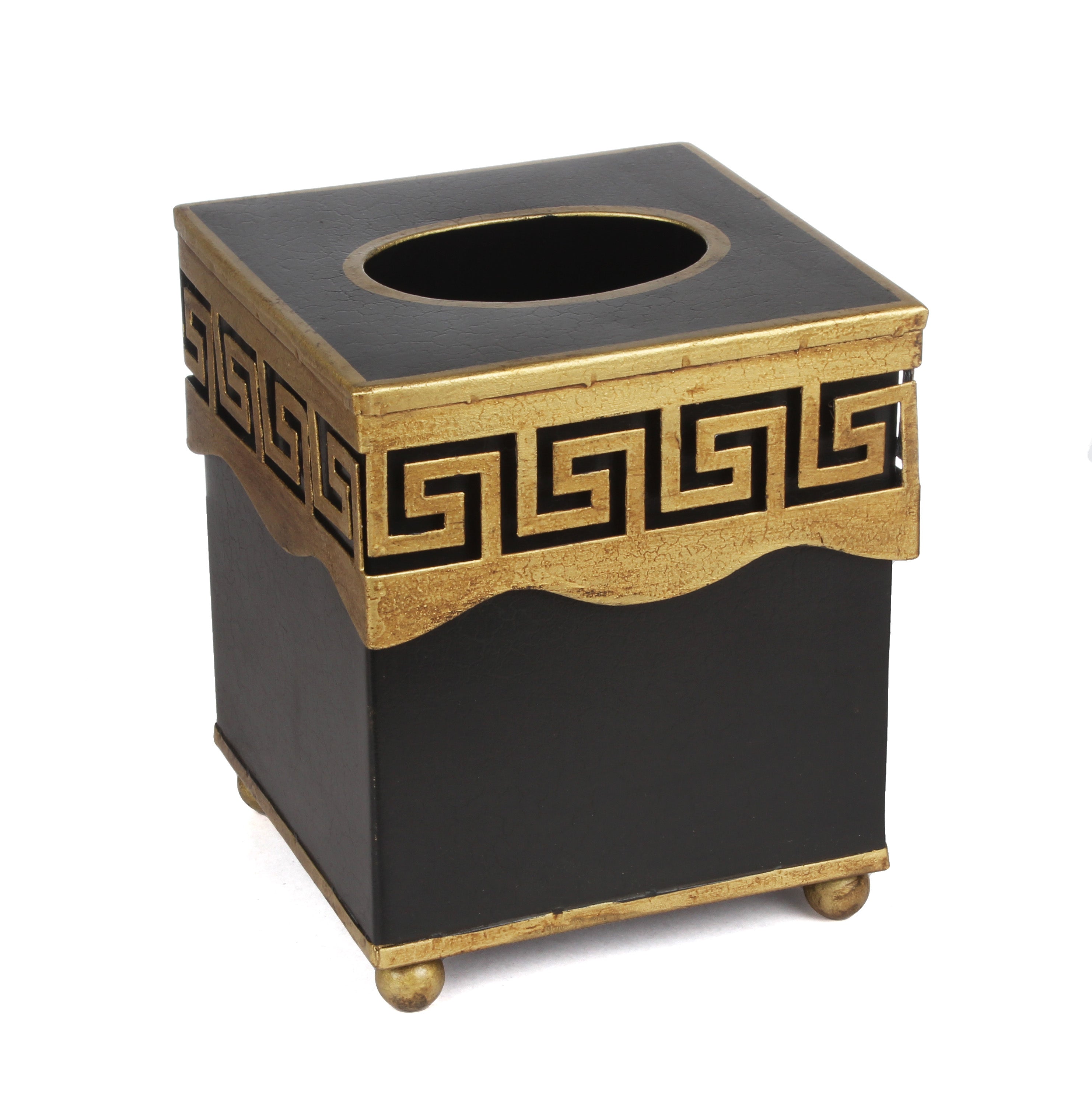 Black Greek Key Tissue Holder