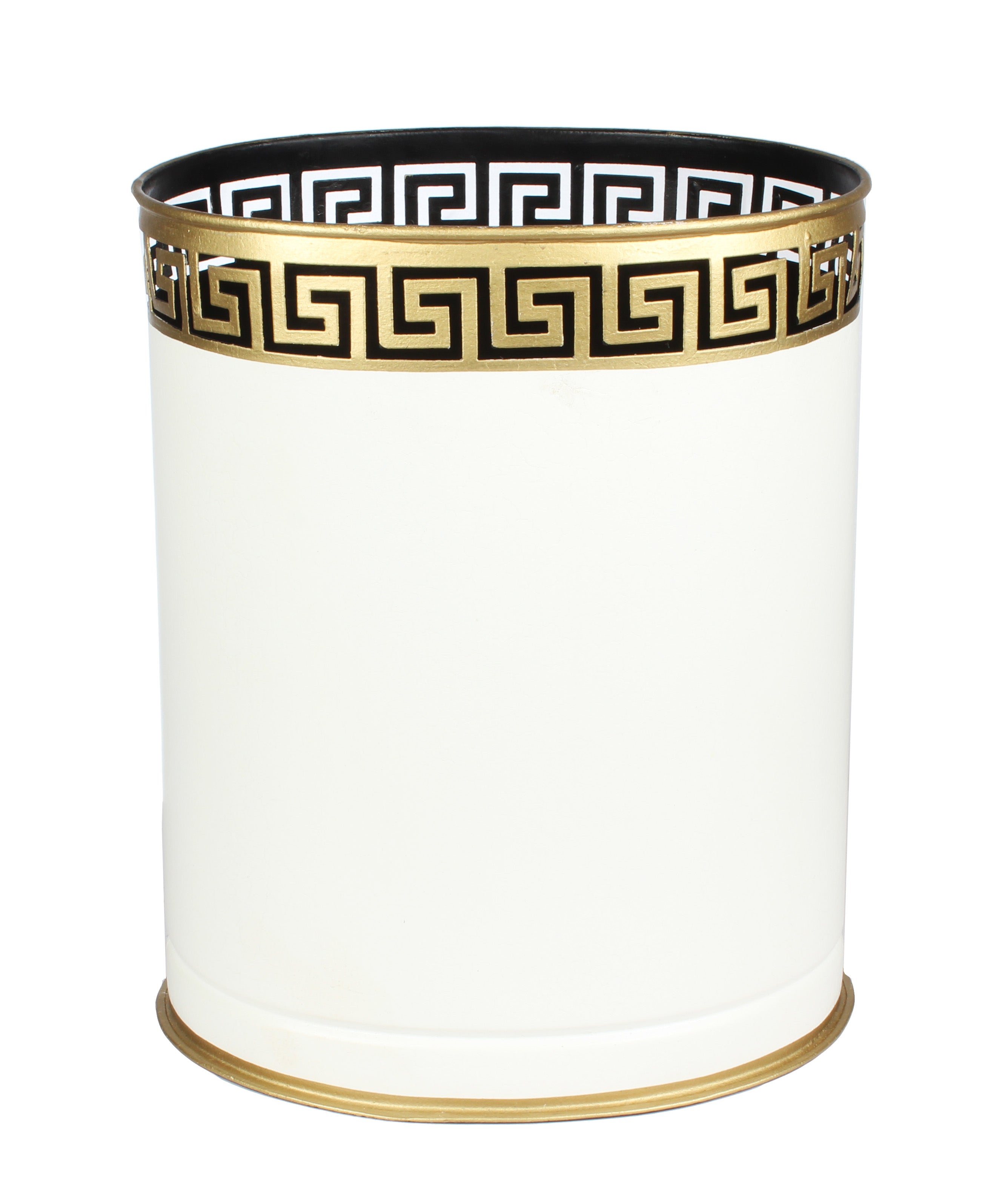 Ivory Greek Key Wastepaper Basket