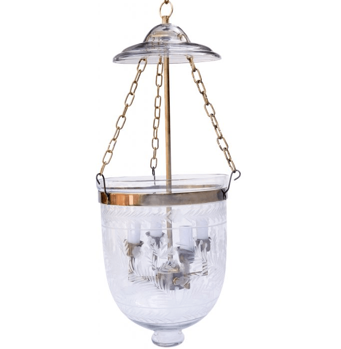 Etched Floral and Swag Bell Jar