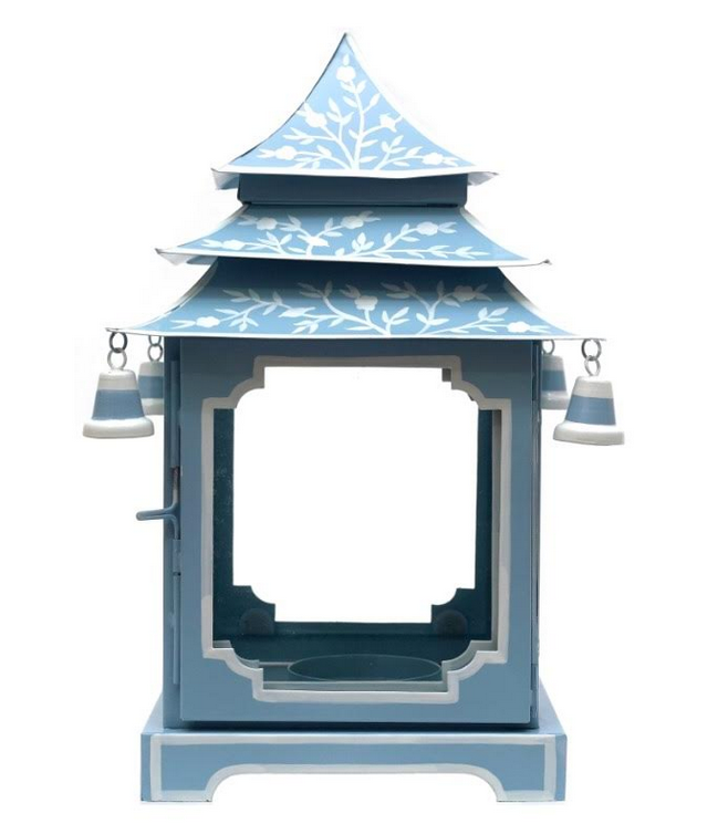 Beautiful large blue/white handpainted pagoda lantern