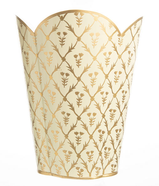 Ivory & Gold Tulip Wastepaper Basket