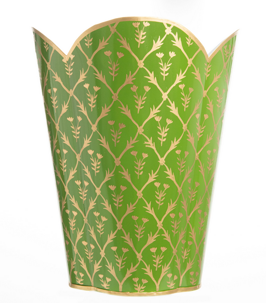 Moss Green & Gold TULIP WASTEPAPER BASKE