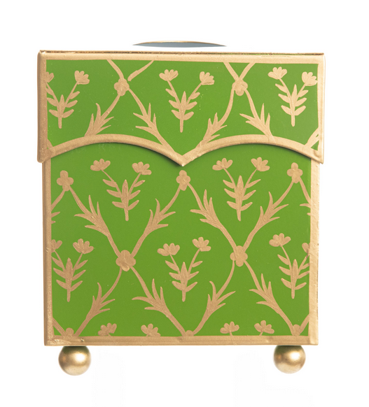 Beautiful mossy green/gold scalloped tissue box