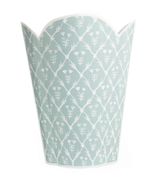 Pale Blue & White Tulip Wastepaper Basket