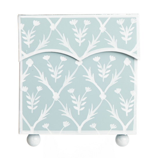 Pale Blue & White Tulip Tissue Holder