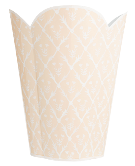 Pale Pink & White Tulip Wastepaper Basket