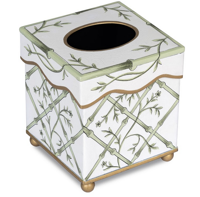 Green Bamboo & Floral Tissue Holder