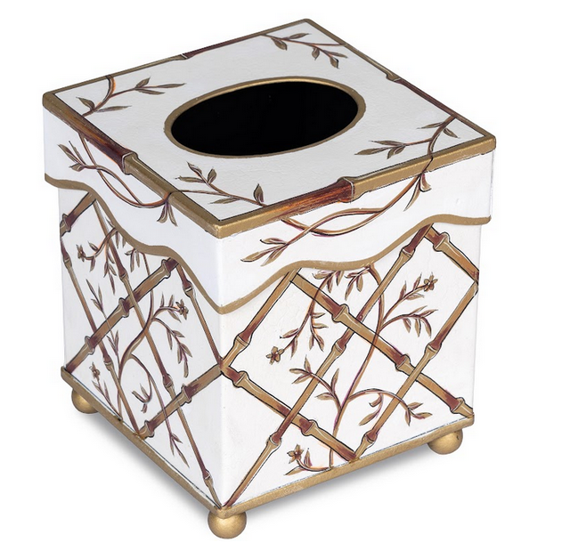 Ivory Bamboo & Floral Tissue Holder