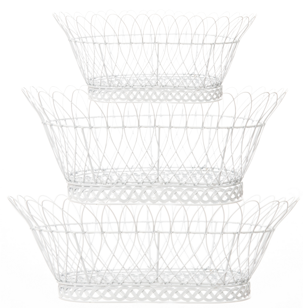 Oval White French Wired Basket