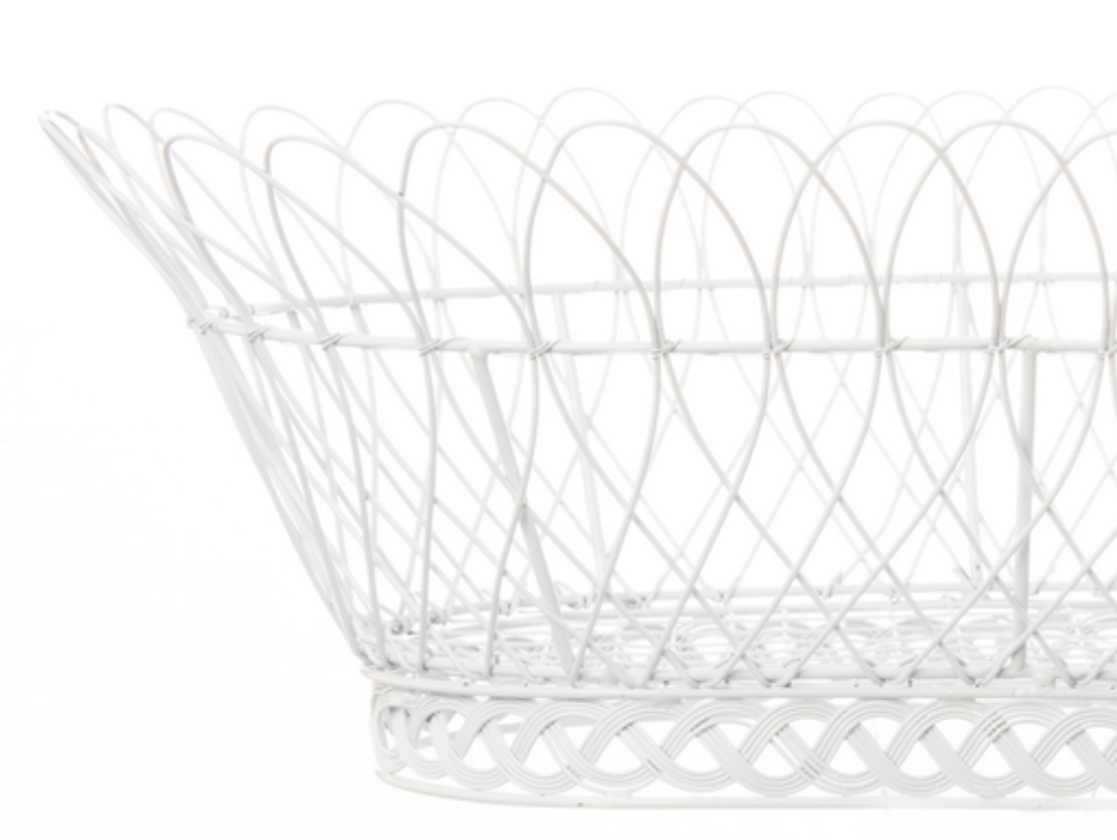 Oval White French Wired Basket