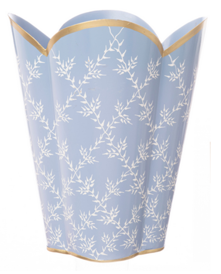 Periwinkle Trellis Leaf Wastepaper Basket