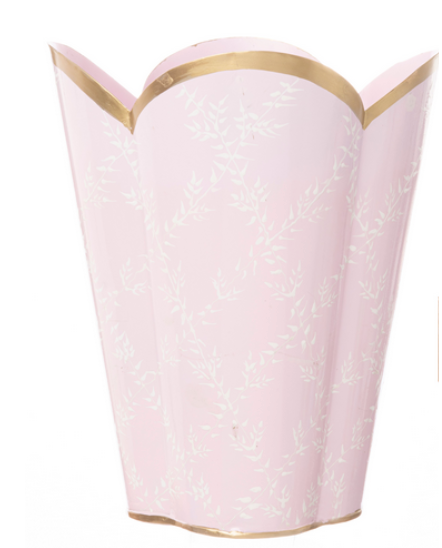 Pink & White Leaf Trellis Wastepaper Basket