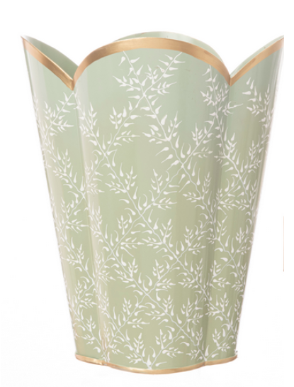 Soft Green Leaf Trellis  Wastepaper Basket