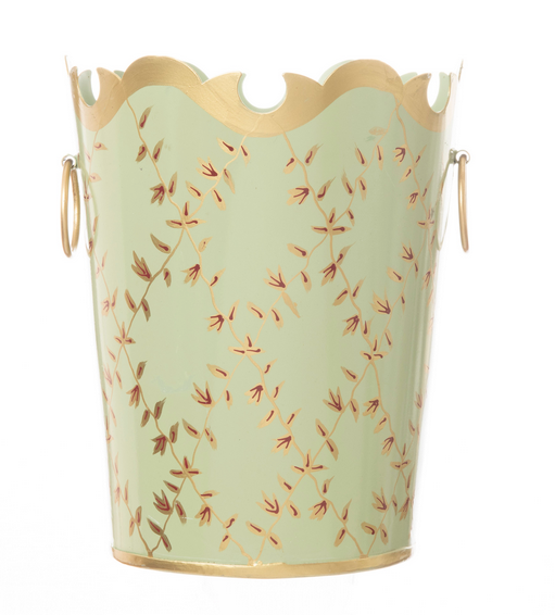 Pale Green Trellis Ring Wastepaper Basket